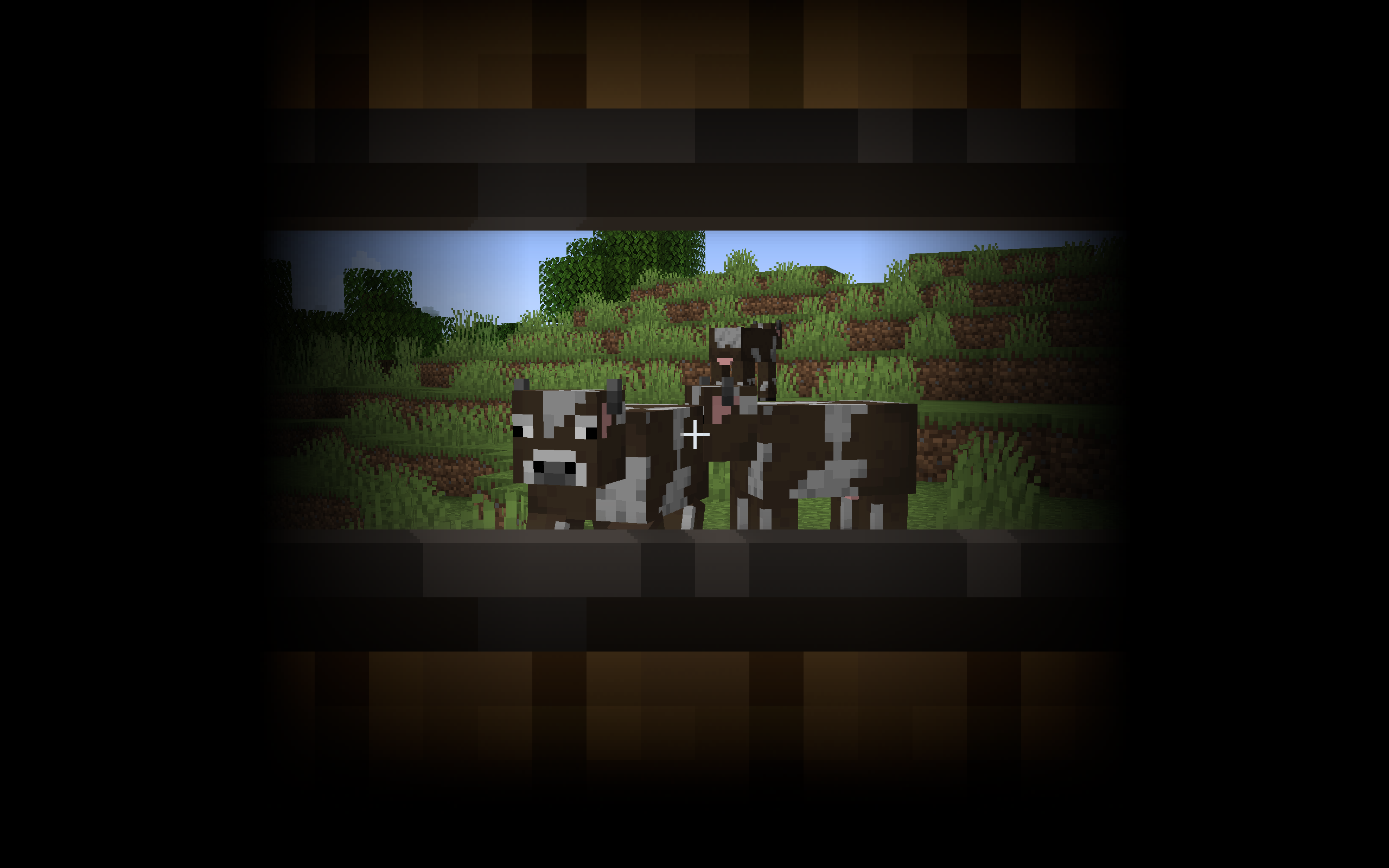 Staring at some Minecraft Cows from the Barrel.