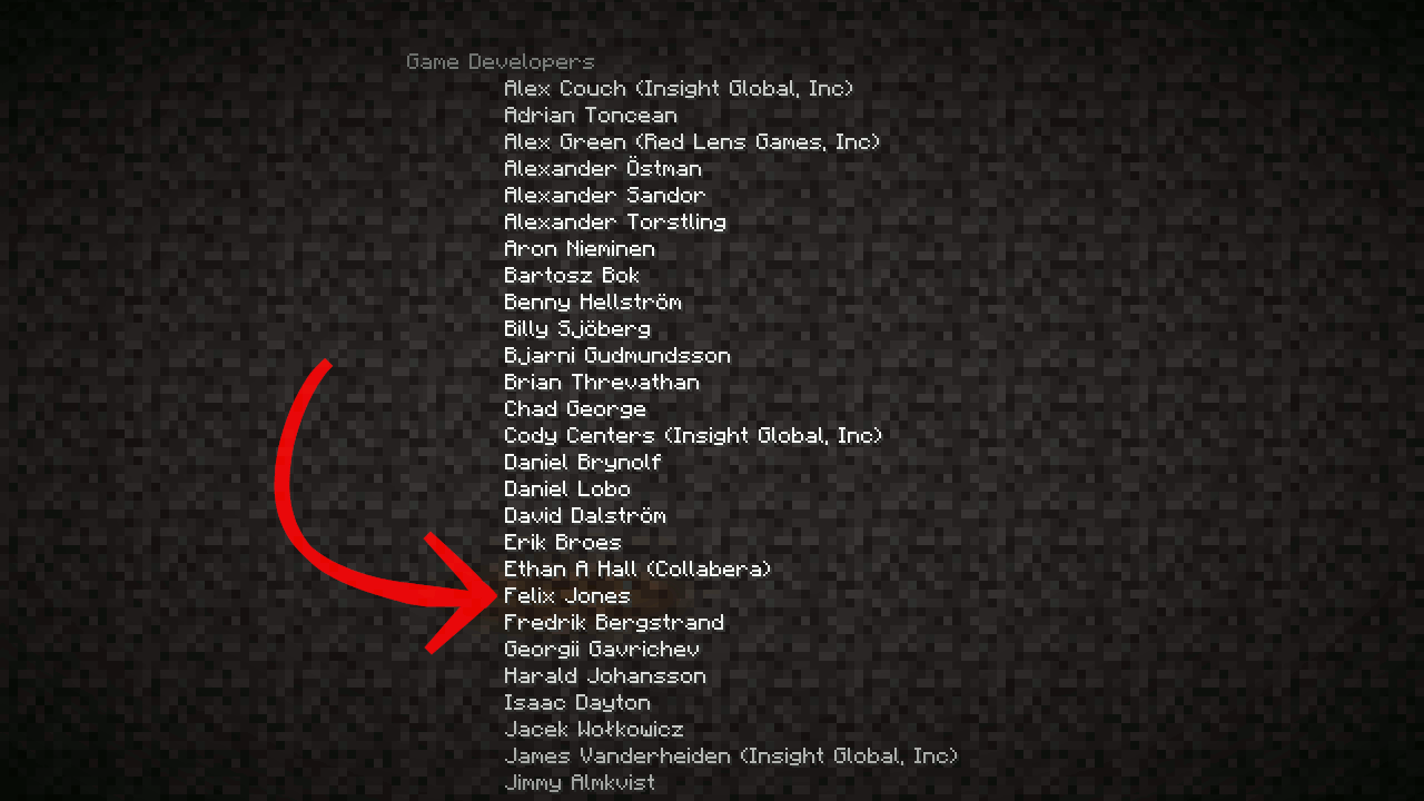 My name in the Minecraft 1.19.2 credits