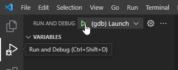 Click the play button of (gdb) Launch